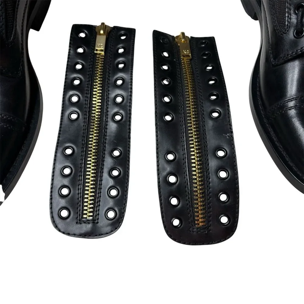 Kenneth Cole Mind-Set Zip High Boots Shoes Black Leather Size 8 Mens Lace / Zip